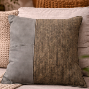 Poduszka dekoracyjna tweed i skóra